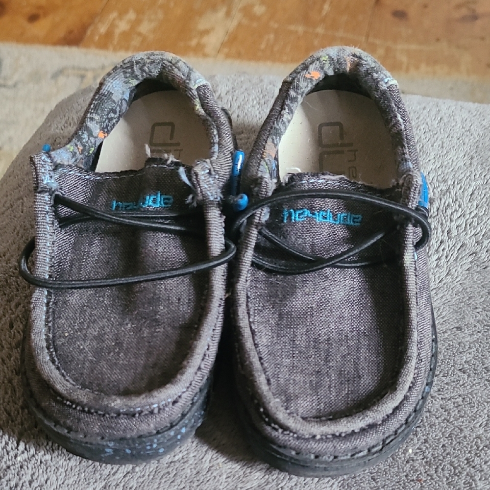 Hey Dude Kids' Black Moccasins with Blue Accents